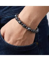Hematite Beaded Stretch Bracelet for Men & Women