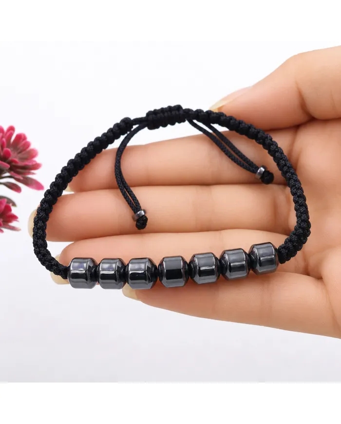 Hematite Braided Rope Bracelet for Men and Women