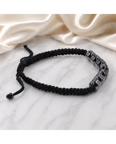 Hematite Braided Rope Bracelet for Men and Women
