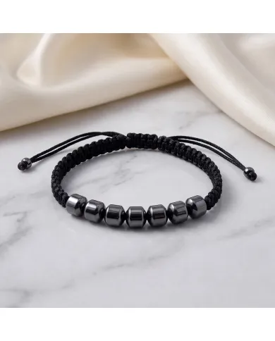 Hematite Braided Rope Bracelet for Men and Women