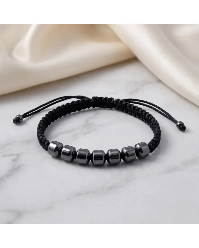 Hematite Braided Rope Bracelet for Men and Women