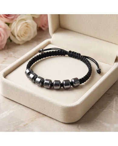 Hematite Braided Rope Bracelet for Men and Women