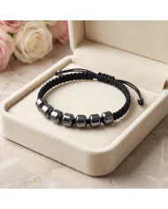 Hematite Braided Rope Bracelet for Men and Women