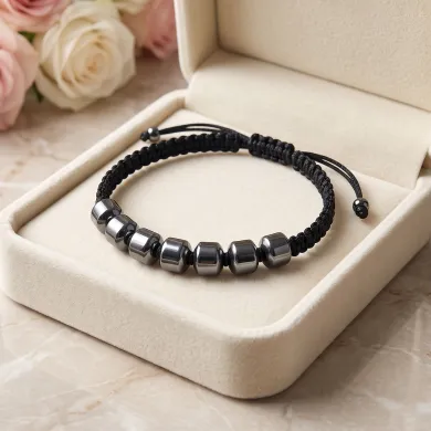 Hematite Braided Rope Bracelet for Men and Women