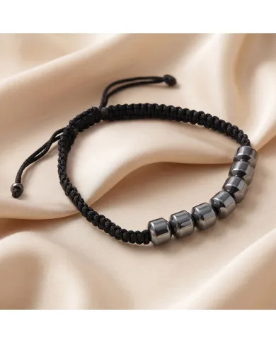 Hematite Braided Rope Bracelet for Men and Women