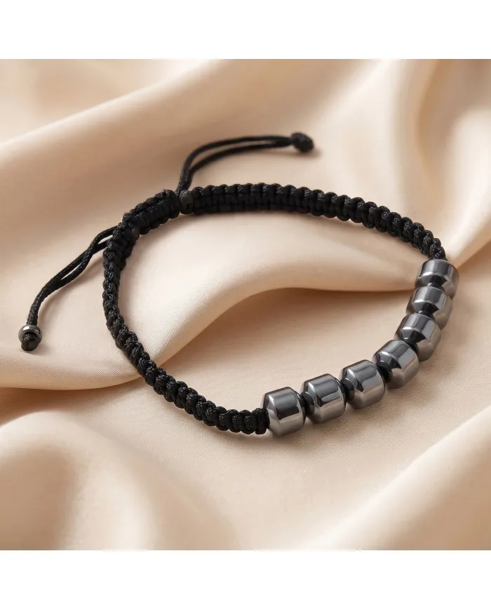 Hematite Braided Rope Bracelet for Men and Women