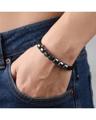 Hematite Braided Rope Bracelet for Men and Women