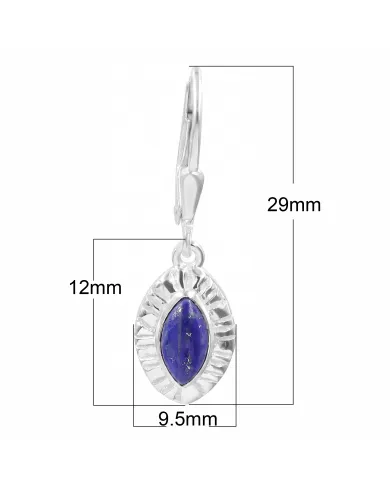 Handmade Marquise Shape Lapis Lazuli Dangle Earrings for Women