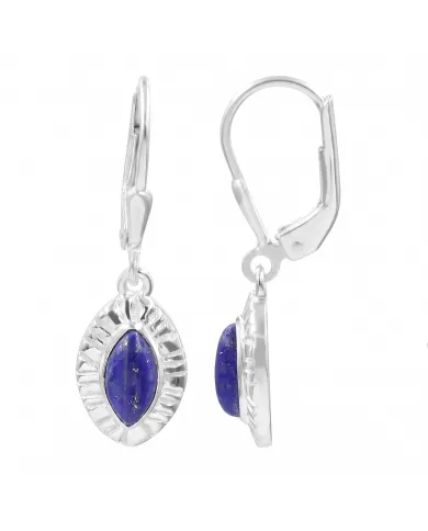 Handmade Marquise Shape Lapis Lazuli Dangle Earrings for Women
