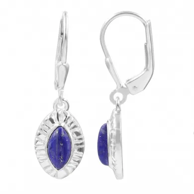 Handmade Marquise Shape Lapis Lazuli Dangle Earrings for Women