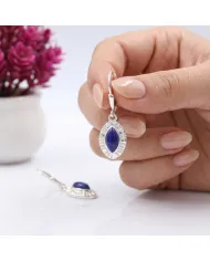 Handmade Marquise Shape Lapis Lazuli Dangle Earrings for Women