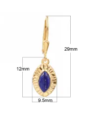 18K Gold Plated Marquise Shape Lapis Lazuli Dangle Earrings for Women