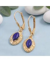 18K Gold Plated Marquise Shape Lapis Lazuli Dangle Earrings for Women