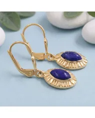 18K Gold Plated Marquise Shape Lapis Lazuli Dangle Earrings for Women