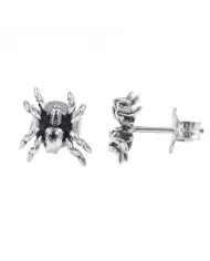 925 Sterling Silver Oxidized Spider Stud Earrings - Handmade Jewelry