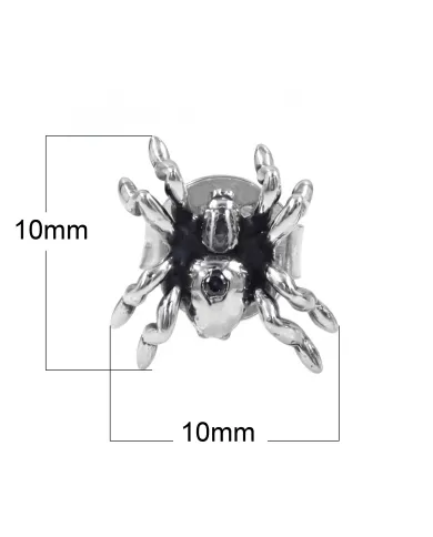 925 Sterling Silver Oxidized Spider Stud Earrings - Handmade Jewelry