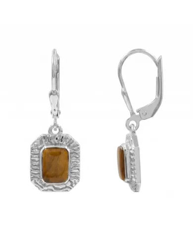 Tiger Eye Drop Earrings - 925 Sterling Silver Handmade Gemstone Jewelry