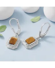 Tiger Eye Drop Earrings - 925 Sterling Silver Handmade Gemstone Jewelry