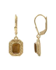 Tiger Eye Drop Earrings - 925 Sterling Silver Handmade Gemstone Jewelry