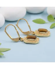 18K Gold Plated Tiger Eye Earrings - Sterling Silver Gemstone Jewelry