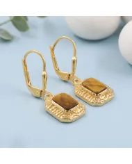 18K Gold Plated Tiger Eye Earrings - Sterling Silver Gemstone Jewelry