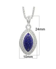Lapis Lazuli Marquise Pendant - 925 Sterling Silver Handmade Jewelry