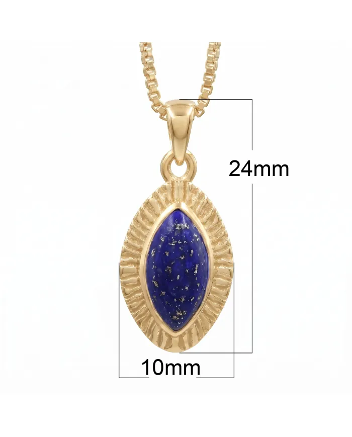 18K Gold Plated Lapis Lazuli Marquise Pendant for Women