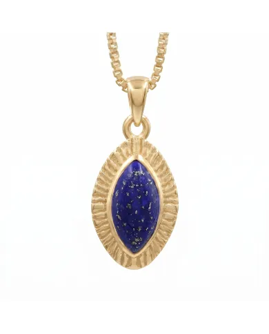 18K Gold Plated Lapis Lazuli Marquise Pendant for Women