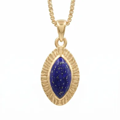 18K Gold Plated Lapis Lazuli Marquise Pendant for Women
