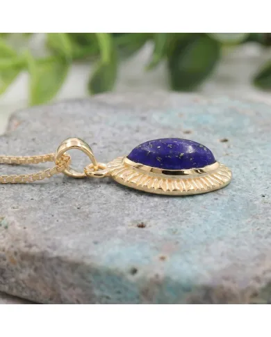 18K Gold Plated Lapis Lazuli Marquise Pendant for Women