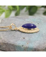 18K Gold Plated Lapis Lazuli Marquise Pendant for Women
