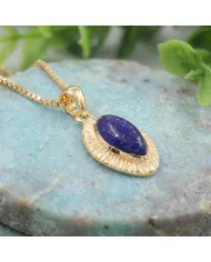 18K Gold Plated Lapis Lazuli Marquise Pendant for Women