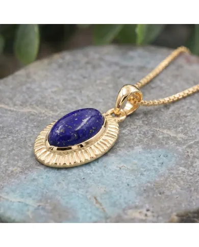 18K Gold Plated Lapis Lazuli Marquise Pendant for Women