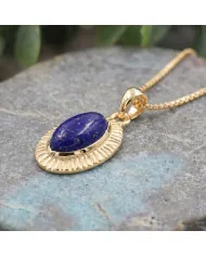 18K Gold Plated Lapis Lazuli Marquise Pendant for Women