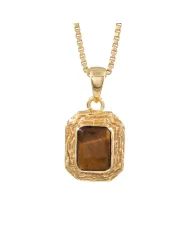 Natural Tiger Eye Pendant - 925 Sterling Silver Handmade Jewelry