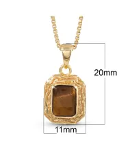 Natural Tiger Eye Pendant 18K Gold Plated Handmade Jewelry for Women
