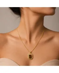 Natural Tiger Eye Pendant 18K Gold Plated Handmade Jewelry for Women