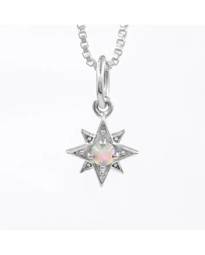 Sterling Silver Opal North Star Pendant Necklace | Celestial Jewelry