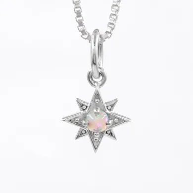 Sterling Silver Opal North Star Pendant Necklace | Celestial Jewelry