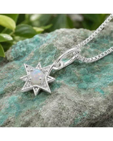 Sterling Silver Opal North Star Pendant Necklace | Celestial Jewelry