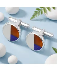 925 Sterling Silver Carnelian, Lapis Lazuli & Pearl Cufflinks for Men