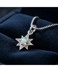 Sterling Silver Opal North Star Pendant Necklace | Celestial Jewelry