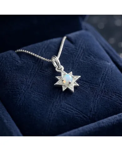 Sterling Silver Opal North Star Pendant Necklace | Celestial Jewelry