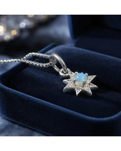 Sterling Silver Opal North Star Pendant Necklace | Celestial Jewelry