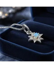 Sterling Silver Opal North Star Pendant Necklace | Celestial Jewelry