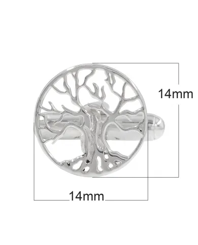 925 Sterling Silver & Brass Vintage Tree of Life Cufflinks for Men