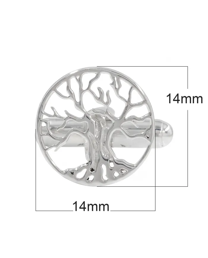 925 Sterling Silver & Brass Vintage Tree of Life Cufflinks for Men