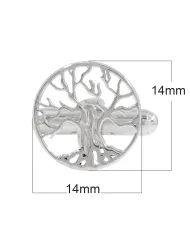 925 Sterling Silver & Brass Vintage Tree of Life Cufflinks for Men