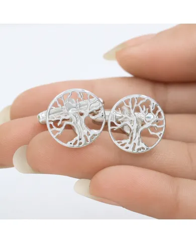 925 Sterling Silver & Brass Vintage Tree of Life Cufflinks for Men