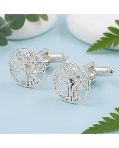 925 Sterling Silver & Brass Vintage Tree of Life Cufflinks for Men